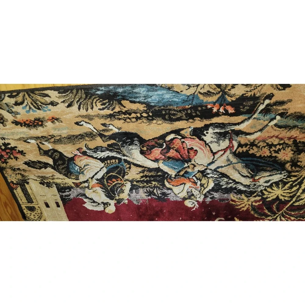 Vintage Persian Style Horse Riders Scene Tapestry Wall Hanging Decor